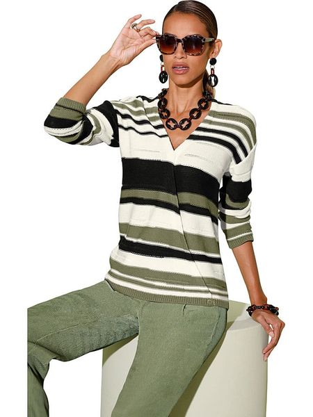 WITT WEIDEN Sweter w kolorze biało-oliwkowym rozmiar: 44. Białe swetry klasyczne damskie WITT WEIDEN, bez kołnierzyka. Za 105.63 zł.