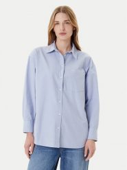 Guess Jeans Koszula W4YH22 WGCF1 Niebieski Relaxed Fit. Niebieskie koszule damskie Guess Jeans, l, z aplikacjami, z bawełny, bez kołnierzyka, bez ramiączek. Za 199.99 zł.