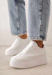 Białe Sneakersy VICES na Platformie w Stylu lat 90. Donah. Białe obuwie sportowe damskie Born2be, bez zapięcia. Za 89.99 zł.