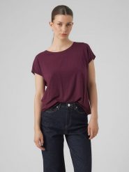 Vero Moda Koszulka w kolorze bordowym rozmiar: XL. Różowe bluzki damskie Vero Moda, xl, bez wzorów, z lyocellu, bez kołnierzyka, bez ramiączek. Za 57.20 zł.