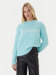 Calvin Klein Sweter LV044D359G Turkusowy Relaxed Fit. Niebieskie swetry klasyczne damskie Calvin Klein, xl, z syntetyku, bez kołnierzyka. Za 849.99 zł.