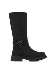 DeeZee Kozaki CEO-CS5907-18 Czarny. Czarne kozaki dziewczęce DeeZee, bez wzorów, z materiału, bez obcasa, bez zapięcia. Za 159.99 zł.