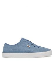 Tommy Hilfiger Sneakersy Washed Canvas Vulc Sneaker FW0FW08894 Niebieski. Niebieskie obuwie sportowe damskie Tommy Hilfiger, z materiału, bez zapięcia. Za 219.99 zł.
