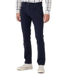 WRANGLER GREENSBORO MĘSKIE SPODNIE MATERIAŁOWE JEANSY DARK NAVY W15QDRXAE 112334235. Niebieskie bluzki damskie Wrangler, l, bez wzorów, z jeansu, bez kołnierzyka, bez ramiączek. W wyprzedaży za 139.99 zł.