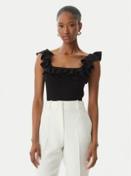 MICHAEL Michael Kors Bluzka MS661G033D Czarny Slim Fit. Czarne bluzki damskie MICHAEL Michael Kors, xl, bez wzorów, z wiskozy, bez kołnierzyka, bez ramiączek. Za 529.99 zł.