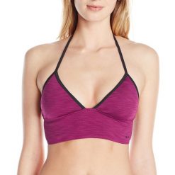 Biustonosz sportowy damski Oakley Midkini. Fioletowe biustonosze sportowe damskie Oakley, bez wzorów, z nylonu. Za 60.00 zł.