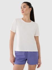 4F Koszulka treningowa oversize szybkoschnąca damska - biała XL. Białe koszulki sportowe damskie 4F, xl, bez wzorów, z dzianiny, bez ramiączek, na fitness i siłownię. Za 79.99 zł.