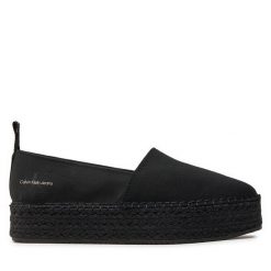 Espadryle Calvin Klein Jeans. Czarne espadryle damskie Calvin Klein Jeans, bez wzorów, z jeansu, bez obcasa. Za 289.99 zł.