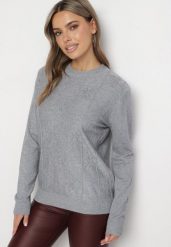 Jasnoszary Sweter z Bawełną Ozdobiony Cyrkoniami Irinaelle. Szare swetry klasyczne damskie Born2be, l, z bawełny, bez kołnierzyka. Za 69.99 zł.
