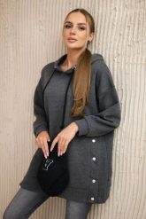 Bluza ocieplana z napami grafitowa. Szare bluzy damskie KESI, l, bez wzorów, z bawełny, bez kaptura. Za 238.37 zł.