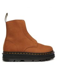 Dr. Martens Botki ZEBZAG LACELESS WARM LINED DM42019200 Brązowy. Brązowe botki damskie Dr Martens, ze skóry, bez obcasa, na płaskiej podeszwie, bez zapięcia. Za 899.99 zł.