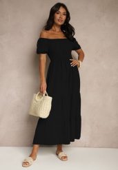 Czarna Sukienka Hiszpanka z Marszczoną Górą Lumirielle. Czarne sukienki damskie Renee, bez wzorów, eleganckie, bez ramiączek. W wyprzedaży za 63.99 zł.