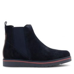 Botki Lasocki. Niebieskie botki damskie Lasocki, bez obcasa, na płaskiej podeszwie, bez zapięcia. Za 249.99 zł.