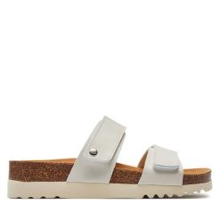 Klapki Scholl. Białe klapki damskie Scholl, bez wzorów, bez obcasa, bez zapięcia. Za 339.99 zł.