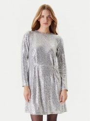 United Colors Of Benetton Sukienka dzianinowa 4RO6DV0AC Srebrny Regular Fit. Szare sukienki damskie United Colors Of Benetton, bez wzorów, z dzianiny, bez ramiączek. Za 349.99 zł.