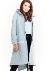 Ciepła długa bluza damska jak parka bawełna premium szara. Szare bluzy damskie Infinite You, l, bez wzorów, z bawełny, z kapturem. Za 319.00 zł.