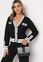 Czarny Kardigan z Wiskozy na Guziki Olisseme. Czarne kardigany damskie Born2be, bez wzorów, z tkaniny. Za 139.99 zł.