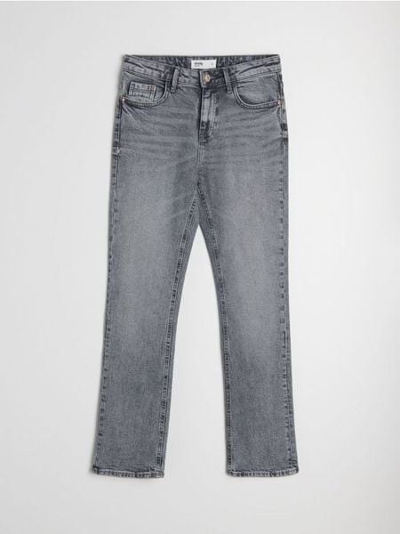Jeansy comfort straight z efektem sprania - szary. Szare jeansy damskie Sinsay. Za 59.99 zł.