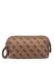 Guess Kosmetyczka Adrian Logo Travel TWNB21 68851 Brązowy jasny. Brązowe kosmetyczki damskie Guess, z aplikacjami, z materiału. Za 264.99 zł.