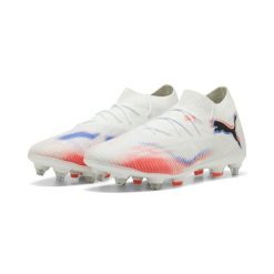 Buty piłkarskie unisex FUTURE 8 MATCH MxSG PUMA. Białe obuwie sportowe damskie Puma, bez zapięcia, do biegania. W wyprzedaży za 289.00 zł.