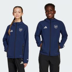 Kurtka Arsenal Tiro 25 Competition Vis Tech Travel. Niebieskie kurtki damskie Adidas, bez wzorów, z dresówki, bez kaptura. Za 349.00 zł.