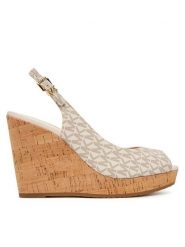 MICHAEL Michael Kors Sandały Rosie Wedge 40S6RSHS1B Écru. Białe sandały damskie MICHAEL Michael Kors, bez wzorów, ze skóry, bez obcasa, na koturnie, bez zapięcia. Za 699.99 zł.