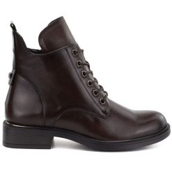 Botki damskie workery ocieplane brązowe Vinceza 58677. Brązowe botki damskie VINCEZA, ze skóry ekologicznej, eleganckie, bez obcasa, bez zapięcia. Za 159.99 zł.