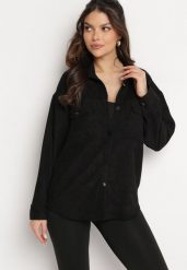 Czarna Koszula Sztruksowa z Kieszeniami Gwenera. Czarne koszule damskie Born2be, l, bez wzorów, ze sztruksu, eleganckie, bez kołnierzyka, bez ramiączek. Za 59.99 zł.