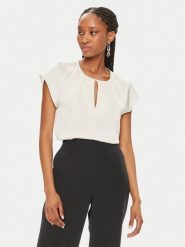 Calvin Klein Bluzka K20K207161 Écru Regular Fit. Bluzki damskie Calvin Klein, bez wzorów, z syntetyku, bez kołnierzyka, bez ramiączek. Za 369.99 zł.