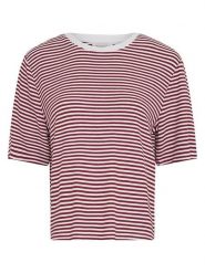 MOSS COPENHAGEN Koszulka w kolorze bordowo-białym rozmiar: L/XL. Czerwone bluzki damskie Moss Copenhagen, l, bez wzorów, bez kołnierzyka, bez ramiączek. Za 129.95 zł.
