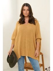 Curvy Lady Sweter w kolorze jasnobrązowym rozmiar: 44/46. Brązowe swetry klasyczne damskie Curvy Lady, z asymetrycznym kołnierzem. Za 128.25 zł.