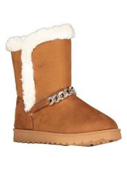 Geographical Norway Botki zimowe "Oseille" w kolorze jasnobrązowym rozmiar: 37. Brązowe botki damskie Geographical Norway, na zimę, z futra, bez obcasa, bez zapięcia. Za 78.99 zł.