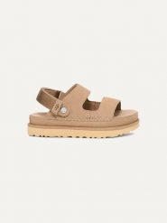 UGG Skórzane sandały "Golden Glide" w kolorze beżowym rozmiar: 36. Brązowe sandały damskie Ugg, bez wzorów, ze skóry, z otwartym noskiem, bez obcasa, bez zapięcia. Za 503.95 zł.