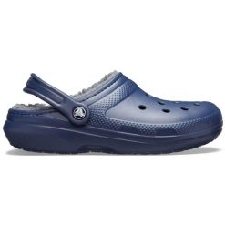 Klapki Crocs Classic Lined Clog. Niebieskie klapki damskie Crocs, bez wzorów, bez obcasa, bez zapięcia. Za 229.99 zł.