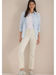 Cecil Spodnie w kolorze kremowym rozmiar: W26/L30. Brązowe spodnie materiałowe damskie Cecil, z aplikacjami, z materiału. Za 136.78 zł.