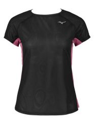 Mizuno Koszulka "DryAeroFlow" w kolorze czarno-różowym do biegania rozmiar: S. Czarne koszulki damskie Mizuno, s, bez wzorów, z materiału, bez kołnierzyka, bez ramiączek. Za 74.81 zł.