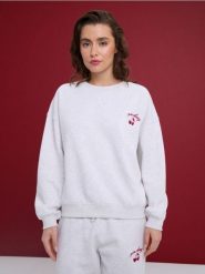 Bluza crewneck z haftem - Inny. Bluzy damskie Sinsay, l, bez wzorów, bez kaptura. Za 39.99 zł.