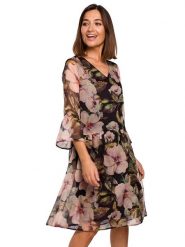 Stylove Sukienka w kolorze czarnym ze wzorem rozmiar: XL. Czarne sukienki damskie Stylove, bez wzorów, bez ramiączek. Za 244.95 zł.