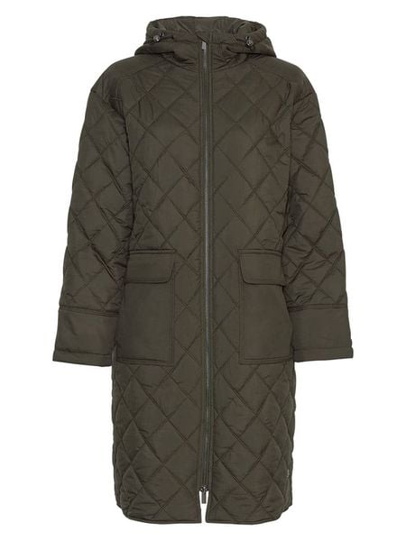 MOSS COPENHAGEN Płaszcz pikowany "Nichella" w kolorze ciemnozielonym rozmiar: S/M. Zielone płaszcze damskie Moss Copenhagen, m, bez wzorów, bez kaptura. Za 276.05 zł.