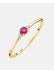 Revoni Złoty pierścionek z diamentami i rubinem rozmiar: 56. Różowe pierścionki damskie Revoni, z diamentem, złote. Za 978.99 zł.