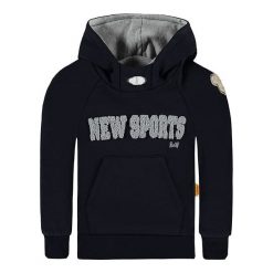 Bluza w kolorze granatowym. Niebieskie bluzy chłopięce Steiff, z aplikacjami, z kapturem. W wyprzedaży za 109.95 zł.