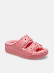 Crocs Klapki "Classic Cozzzy" w kolorze różowym rozmiar: 41/42. Różowe klapki damskie Crocs, bez wzorów, z materiału, z otwartym noskiem, bez obcasa, bez zapięcia. Za 199.95 zł.