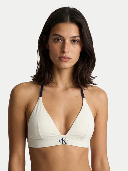 Calvin Klein Swimwear Góra od bikini LV00Q61225 Écru. Białe bikini Calvin Klein Swimwear, bez wzorów, z syntetyku. Za 198.99 zł.