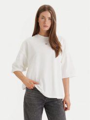 Calvin Klein Jeans T-Shirt LV047D204G Biały Oversize. Białe t-shirty damskie Calvin Klein Jeans, xl, bez wzorów, z bawełny, bez kołnierzyka. Za 185.99 zł.