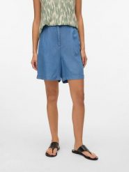 Vero Moda Szorty w kolorze niebieskim rozmiar: L. Niebieskie szorty damskie Vero Moda, bez wzorów, z lyocellu, z podwyższonym stanem. Za 87.81 zł.