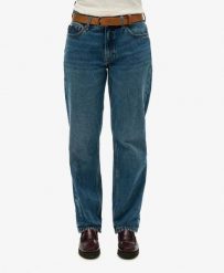 Superdry Jeansy Mid Rise Straight Leg z bawełny organicznej. Niebieskie jeansy damskie Superdry. Za 438.50 zł.
