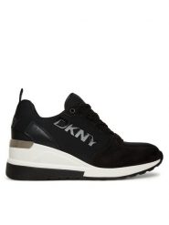 DKNY Sneakersy K3502962 Czarny. Czarne obuwie sportowe damskie DKNY, z materiału, bez zapięcia. Za 429.99 zł.