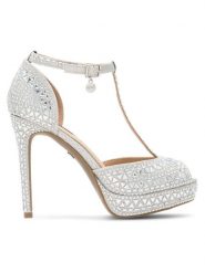 Nine West Sandały NISA SY015-1NW Srebrny. Szare sandały damskie Nine West, bez wzorów, z materiału, bez obcasa, na szpilce, bez zapięcia. Za 149.99 zł.