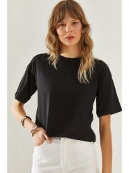Bianco Lucci Koszulka w kolorze czarnym rozmiar: L. Czarne bluzki damskie Bianco Lucci, l, bez wzorów, bez kołnierzyka, bez ramiączek. Za 89.95 zł.