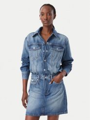 Calvin Klein Jeans Sukienka jeansowa LV047H779G Niebieski Regular Fit. Niebieskie sukienki damskie Calvin Klein Jeans, bez wzorów, z bawełny, bez ramiączek. Za 489.99 zł.